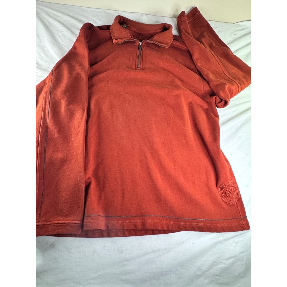 Margaritaville Quarter Zip Pullover Men 2XL Orange Excellent Parrot Patch Mock‎